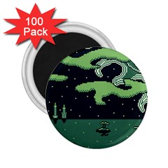 Ship Sea Monster Boat Island Night Pixel 2 25  Magnets (100 Pack)  by Pakemis