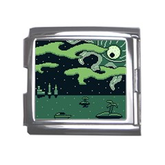 Ship Sea Monster Boat Island Night Pixel Mega Link Italian Charm (18mm) by Pakemis