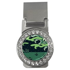 Ship Sea Monster Boat Island Night Pixel Money Clips (cz)  by Pakemis