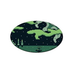 Ship Sea Monster Boat Island Night Pixel Sticker (oval) by Pakemis