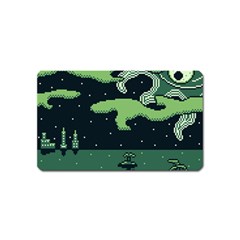 Ship Sea Monster Boat Island Night Pixel Magnet (name Card)