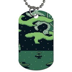 Ship Sea Monster Boat Island Night Pixel Dog Tag (one Side) by Pakemis