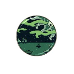 Ship Sea Monster Boat Island Night Pixel Hat Clip Ball Marker (4 Pack) by Pakemis