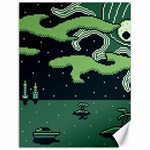 Ship Sea Monster Boat Island Night Pixel Canvas 12  x 16  11.86 x15.41  Canvas - 1