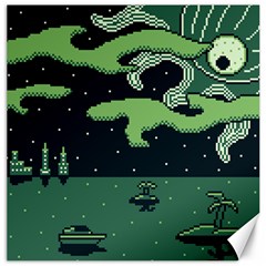 Ship Sea Monster Boat Island Night Pixel Canvas 20  X 20  by Pakemis