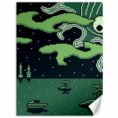 Ship Sea Monster Boat Island Night Pixel Canvas 36  X 48  by Pakemis