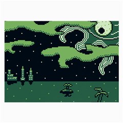 Ship Sea Monster Boat Island Night Pixel Large Glasses Cloth (2 Sides) by Pakemis