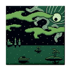 Ship Sea Monster Boat Island Night Pixel Face Towel by Pakemis