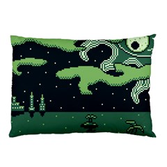 Ship Sea Monster Boat Island Night Pixel Pillow Case by Pakemis