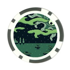 Ship Sea Monster Boat Island Night Pixel Poker Chip Card Guard (10 Pack) by Pakemis