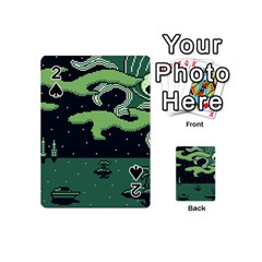 Ship Sea Monster Boat Island Night Pixel Playing Cards 54 Designs (mini) by Pakemis