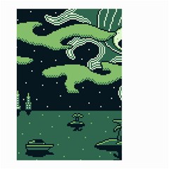 Ship Sea Monster Boat Island Night Pixel Small Garden Flag (two Sides) by Pakemis