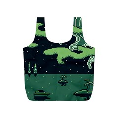 Ship Sea Monster Boat Island Night Pixel Full Print Recycle Bag (s) by Pakemis