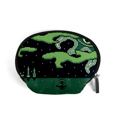 Ship Sea Monster Boat Island Night Pixel Accessory Pouch (small) by Pakemis