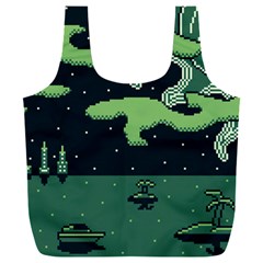 Ship Sea Monster Boat Island Night Pixel Full Print Recycle Bag (xxxl) by Pakemis