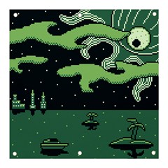 Ship Sea Monster Boat Island Night Pixel Banner And Sign 3  X 3  by Pakemis