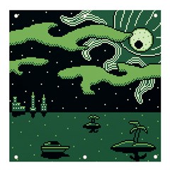 Ship Sea Monster Boat Island Night Pixel Banner And Sign 4  X 4  by Pakemis