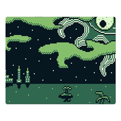 Ship Sea Monster Boat Island Night Pixel Flano Blanket (large) by Pakemis