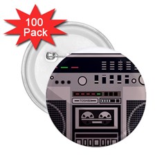 Cassette Recorder 80s Music Stereo 2 25  Buttons (100 Pack)  by Pakemis