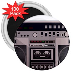 Cassette Recorder 80s Music Stereo 3  Magnets (100 Pack) by Pakemis