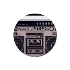 Cassette Recorder 80s Music Stereo Rubber Coaster (round) by Pakemis