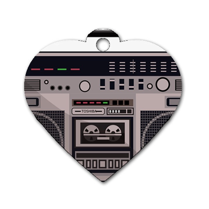 Cassette Recorder 80s Music Stereo Dog Tag Heart (Two Sides)