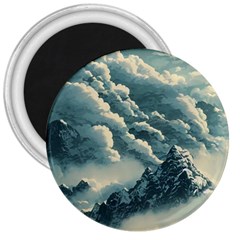 Mountains Alps Nature Clouds Sky Fresh Air Art 3  Magnets by Pakemis