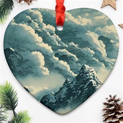 Mountains Alps Nature Clouds Sky Fresh Air Art Ornament (heart) by Pakemis