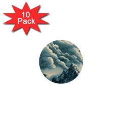 Mountains Alps Nature Clouds Sky Fresh Air Art 1  Mini Buttons (10 Pack)  by Pakemis