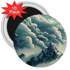 Mountains Alps Nature Clouds Sky Fresh Air Art 3  Magnets (10 Pack)  by Pakemis