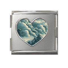 Mountains Alps Nature Clouds Sky Fresh Air Art Mega Link Heart Italian Charm (18mm) by Pakemis