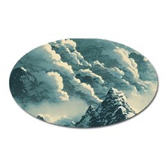 Mountains Alps Nature Clouds Sky Fresh Air Art Oval Magnet by Pakemis