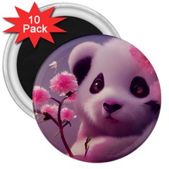 Panda Endangered Protected Bamboo National Treasure 3  Magnets (10 Pack)  by Pakemis