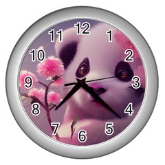 Panda Endangered Protected Bamboo National Treasure Wall Clock (silver) by Pakemis