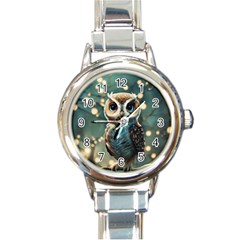 Owl Bird Bird Of Prey Ornithology Animal Round Italian Charm Watch by Pakemis