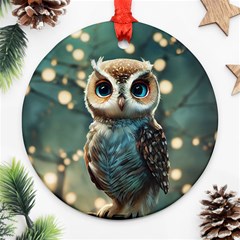 Owl Bird Bird Of Prey Ornithology Animal Ornament (round) by Pakemis