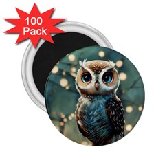 Owl Bird Bird Of Prey Ornithology Animal 2 25  Magnets (100 Pack)  by Pakemis