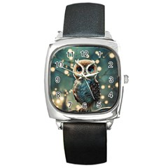 Owl Bird Bird Of Prey Ornithology Animal Square Metal Watch by Pakemis