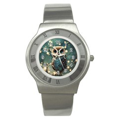 Owl Bird Bird Of Prey Ornithology Animal Stainless Steel Watch by Pakemis