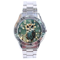 Owl Bird Bird Of Prey Ornithology Animal Stainless Steel Analogue Watch by Pakemis