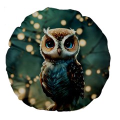 Owl Bird Bird Of Prey Ornithology Animal Large 18  Premium Round Cushions by Pakemis