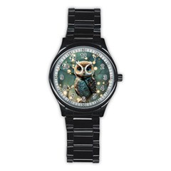 Owl Bird Bird Of Prey Ornithology Animal Stainless Steel Round Watch by Pakemis