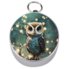 Owl Bird Bird Of Prey Ornithology Animal Silver Compasses by Pakemis