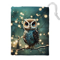 Owl Bird Bird Of Prey Ornithology Animal Drawstring Pouch (4xl) by Pakemis