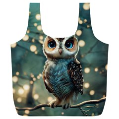 Owl Bird Bird Of Prey Ornithology Animal Full Print Recycle Bag (xxl) by Pakemis