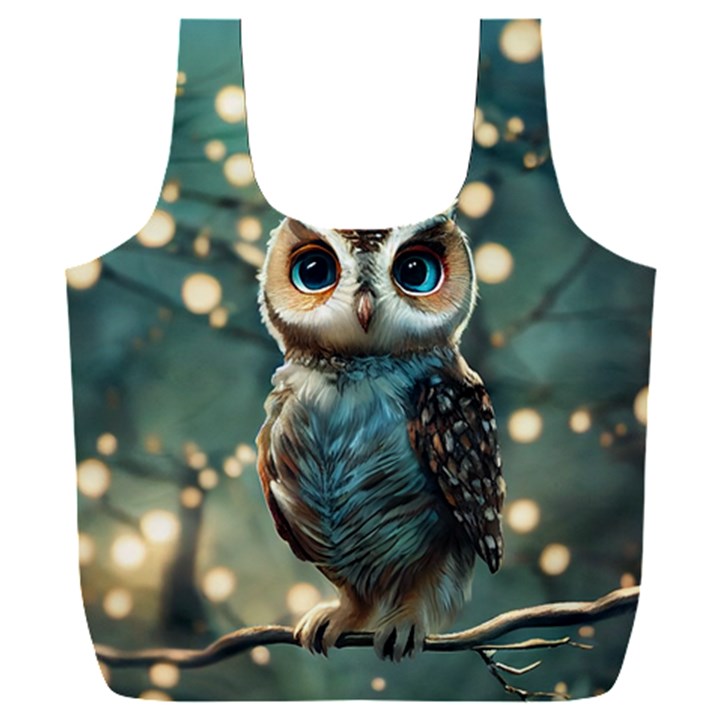 Owl Bird Bird Of Prey Ornithology Animal Full Print Recycle Bag (XXL)