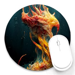 Flame Deep Sea Underwater Creature Wild Round Mousepad by Pakemis