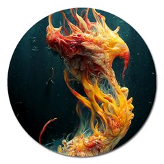 Flame Deep Sea Underwater Creature Wild Magnet 5  (round) by Pakemis