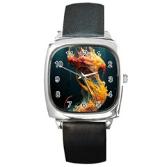 Flame Deep Sea Underwater Creature Wild Square Metal Watch by Pakemis