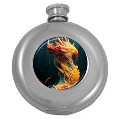 Flame Deep Sea Underwater Creature Wild Round Hip Flask (5 Oz) by Pakemis